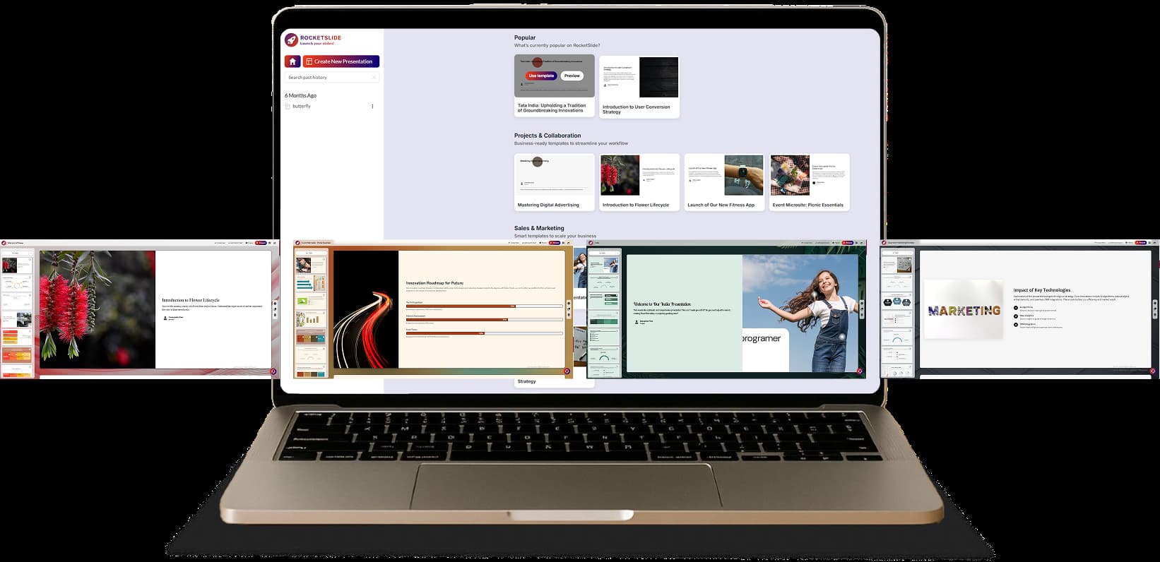 RocketSlide AI presentation maker interface