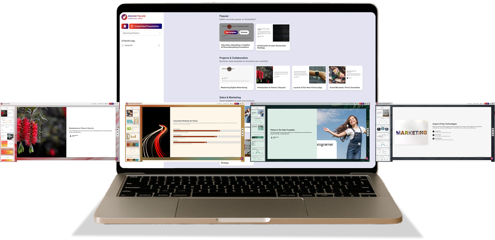 RocketSlide AI presentation maker interface