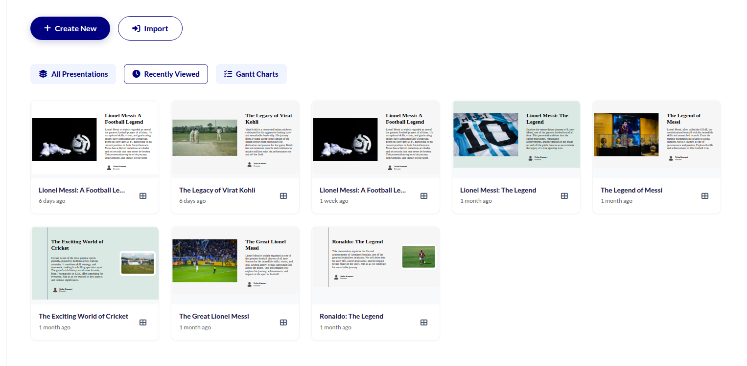 Past Presentations Feature